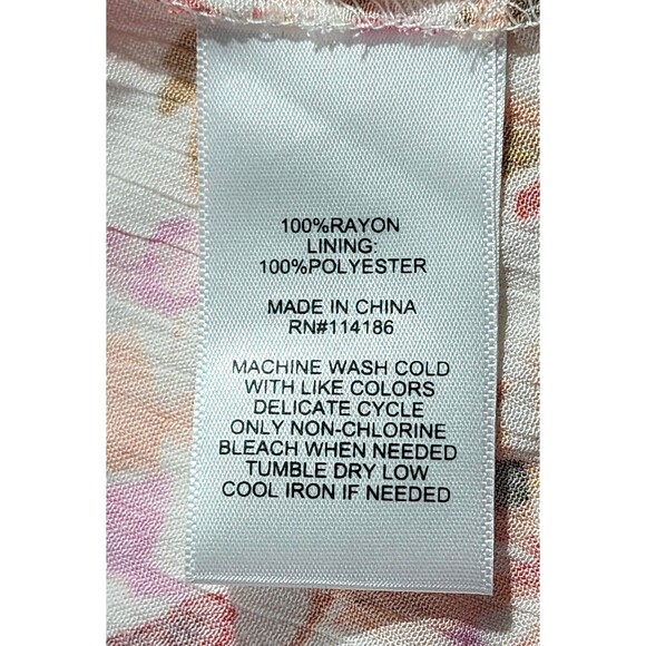 Frye & Co Pink & Red Floral Summer Dress Capped Sleeves Women's Size 2X Midi - Picture 8 of 14